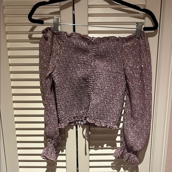 Beautees Tops - Purple Off-Shoulder Blouse